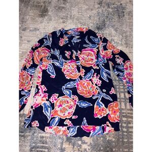 Lilly Pulitzer Floral Print Long Sleeve Blouse Top - Size XS‎